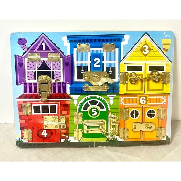 Melissa & Doug Latches Board Puzzle preowned busy board puzzle - Picture 1 of 5